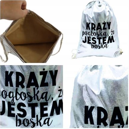 Plecak WOREK Krąży pogłoska że jestem boska SILVER - zdjęcie 5