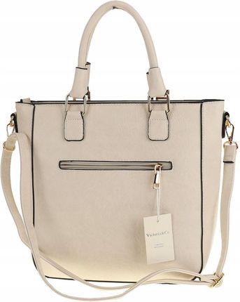 Victoria&Co Torebka Damska beżowa teczka listonoszka H063 Beige - zdjęcie 3