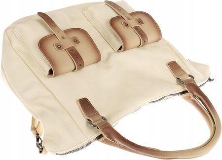 Maria C. Włoska Torebka Damska Listonoszka Worek Modna Shopper MC260 Beige - zdjęcie 2