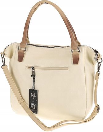 Maria C. Włoska Torebka Damska Listonoszka Worek Modna Shopper MC260 Beige - zdjęcie 4
