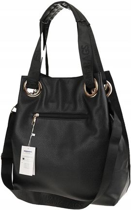 Torebka Damska Listonoszka Worek Shopper Miejska na Ramię JY505 Black/Gold - zdjęcie 3