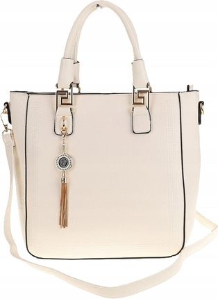 Torebka Damska Modna Teczka Miejska Shoper Listonoszka Ramię H063 White - zdjęcie 4
