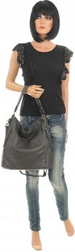 The Grace bags Włoska Torebka Listonoszka na Ramię Worek LH2510 Grey - zdjęcie 3