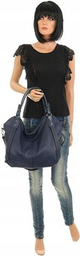 The Grace bags Włoska Torebka Damska Shoper Worek na Ramię LH2553 Blue - zdjęcie 3