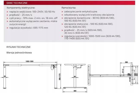 Kolm Biurko Elektryczne Z Regulacją Wysokości Biały 138x80Cm - zdjęcie 3