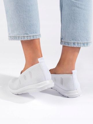 Białe tekstylne slip on damskie 38 - zdjęcie 2