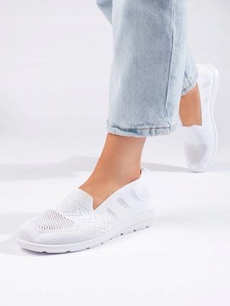Białe tekstylne slip on damskie 38 - zdjęcie 3