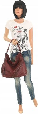The Grace bags Włoska Torebka Listonoszka Worek na Ramię lh2311 Red - zdjęcie 2