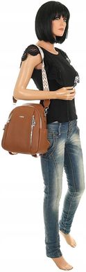 Torebka Damska Modny Plecak Teczka Miejska Shoper Ramię 0976 Brown - zdjęcie 5