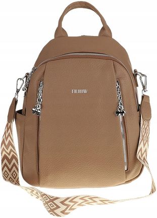 Torebka Damska Modny Plecak Teczka Miejska Shoper Ramię 0976 D.Khaki - zdjęcie 4