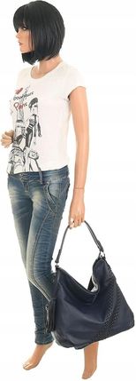The Grace bags Włoska Torebka Listonoszka Worek na Ramię lh2311 Blue - zdjęcie 2