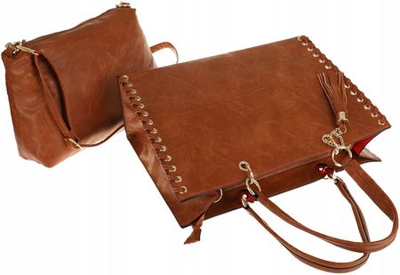 Andrea Massi Włoska Torebka kuferek Teczka Listonoszka Shopper HJ15 Brown - zdjęcie 3