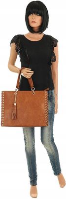 Andrea Massi Włoska Torebka kuferek Teczka Listonoszka Shopper HJ15 Brown - zdjęcie 6