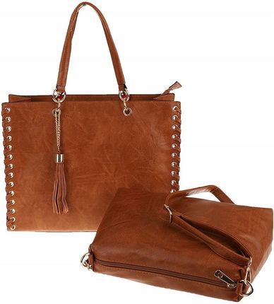 Andrea Massi Włoska Torebka kuferek Teczka Listonoszka Shopper HJ15 Brown - zdjęcie 4