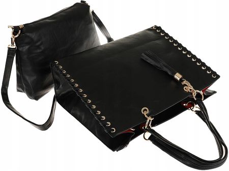 Andrea Massi Włoska Torebka kuferek Teczka Listonoszka Shopper HJ15 Black - zdjęcie 4