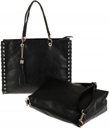 Andrea Massi Włoska Torebka kuferek Teczka Listonoszka Shopper HJ15 Black - zdjęcie 5