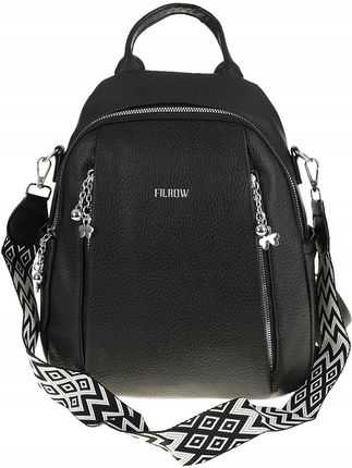 Torebka Damska Modny Plecak Teczka Miejska Shoper Ramię 0976 Black - zdjęcie 4