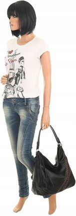 The Grace bags Włoska Torebka Listonoszka Worek na Ramię lh2311 Black - zdjęcie 4