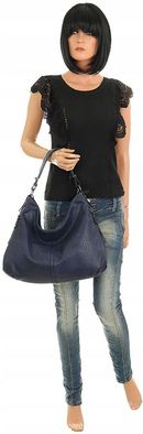 The Grace bags Włoska Torebka Listonoszka Worek na Ramię LH2555 Blue - zdjęcie 5