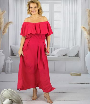 Zwiewna sukienka maxi z falbanami i wiązaniem w talii STELLA - zdjęcie 3