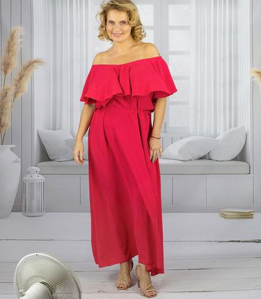 Zwiewna sukienka maxi z falbanami i wiązaniem w talii STELLA - zdjęcie 2