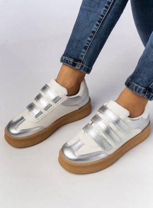 Damskie Sneakersy – Srebrne AURORA SILVER 38 - zdjęcie 2