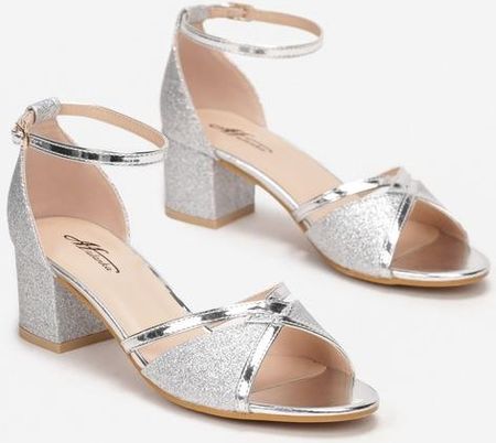 Born2Be Srebrne Sandały damskie 38 Elegancki - zdjęcie 3