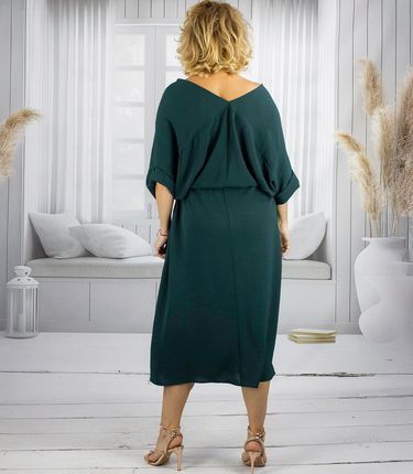 Sukienka oversize z paskiem i dekoltem V SOPHIA - zdjęcie 2