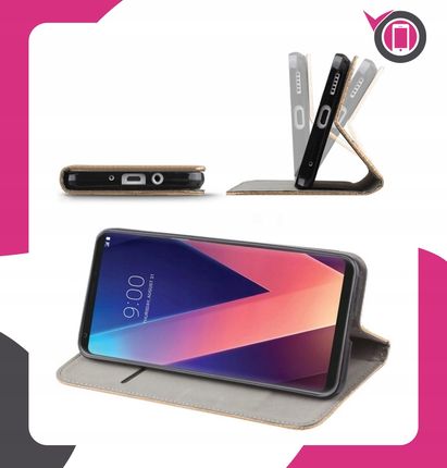 Martech Etui Z Klapką Do Samsung Galaxy S25 Ultra Złoty Smart Magnet Case Szkło - zdjęcie 4