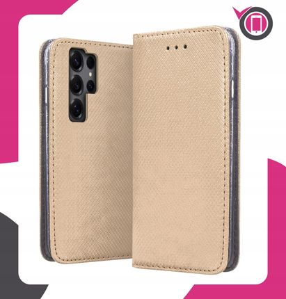 Martech Etui Z Klapką Do Samsung Galaxy S25 Ultra Złoty Smart Magnet Case Szkło - zdjęcie 6