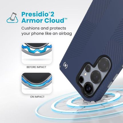 Speck Presidio2 Grip Magnet - Etui Samsung Galaxy S25 Ultra MagSafe (Coastal Blue/Dust Grey/White) - zdjęcie 3