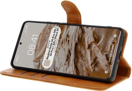 Bizon Etui Z Klapką Case Pocket Do Xiaomi Redmi Note 14 Pro 5G Poco X7 Brązowe - zdjęcie 2