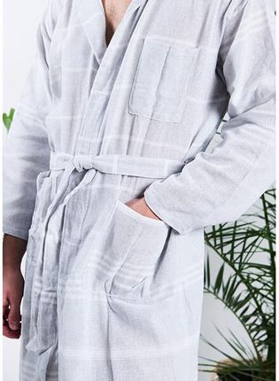Szlafrok hammam męski 100% naturalna bawełna Yeye - zdjęcie 2