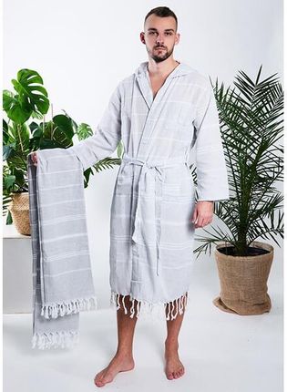 Szlafrok hammam męski 100% naturalna bawełna Yeye - zdjęcie 3
