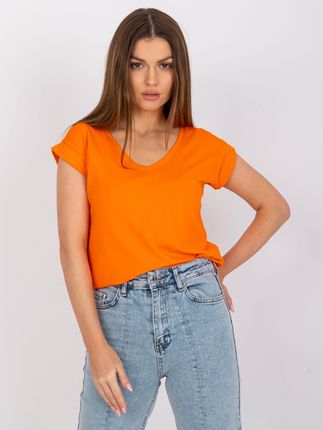 Pomarańczowy t-shirt basic Atlanta RUE PARIS - zdjęcie 2