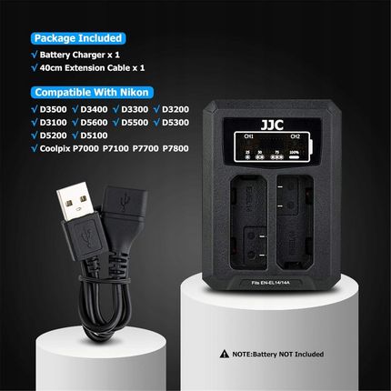 Jjc Podwójna Ładowarka Baterii Usb Do Aparatów Nikon (62982) - zdjęcie 3