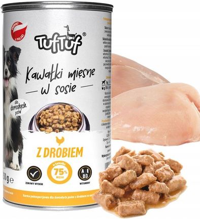 Tuf Tuf Mokra Karma Dla Psa 75% Mięsa Kawałki W Sosie Mix Smaków 24X415G - zdjęcie 5