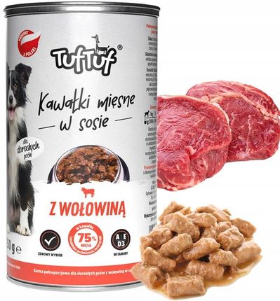 Tuf Tuf Mokra Karma Dla Psa 75% Mięsa Kawałki W Sosie Mix Smaków 24X415G - zdjęcie 6