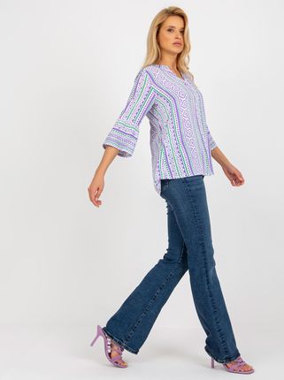 Fioletowa boho bluzka we wzory z rękawem 3/4 SUBLEVEL - zdjęcie 2