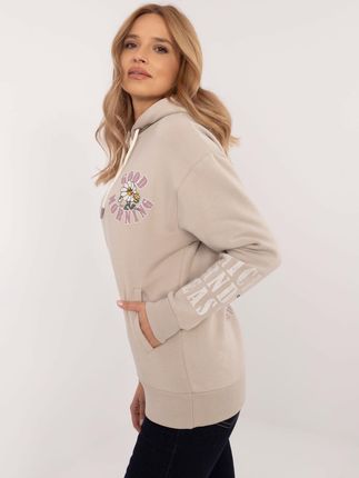 Beżowa ocieplana bluza z nadrukiem SUBLEVEL - zdjęcie 2
