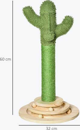 Pawhut Drapak Dla Kota Kaktus Wysokość 60Cm Zielony - zdjęcie 2