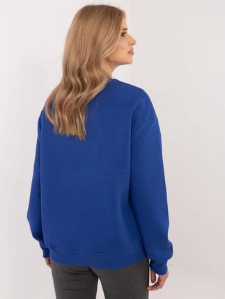 Kobaltowa ocieplana bluza bez kaptura - zdjęcie 2