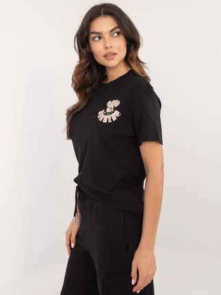 Czarny t-shirt z nadrukiem na plecach SUBLEVEL - zdjęcie 2
