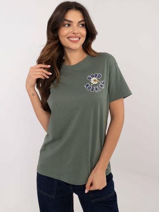 Khaki damski t-shirt z napisami SUBLEVEL - zdjęcie 2