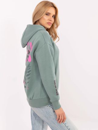 Pistacjowa bluza z nadrukiem na plecach SUBLEVEL - zdjęcie 2