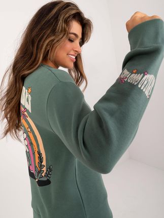 Khaki bawełniana bluza z printem SUBLEVEL - zdjęcie 2