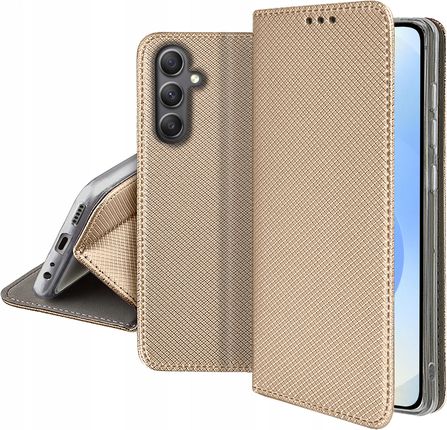 Krainagsm Etui Z Klapką Do Samsung S25 Plus Zamykane Złote Futerał Szkło 9H - zdjęcie 5