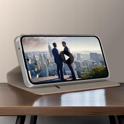 Krainagsm Etui Z Klapką Do Samsung S25 Plus Zamykane Złote Futerał Szkło 9H - zdjęcie 2