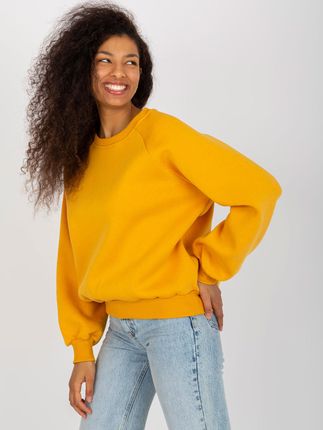 Ciemnożółta dresowa bluza basic z szerokim rękawem - zdjęcie 2