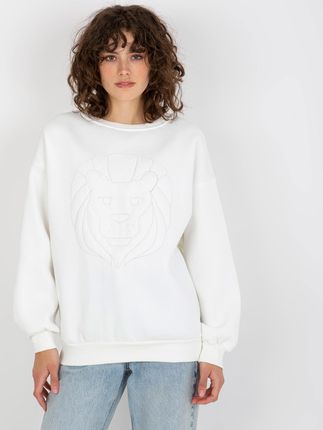 Ecru dresowa bluza bez kaptura oversize - zdjęcie 2